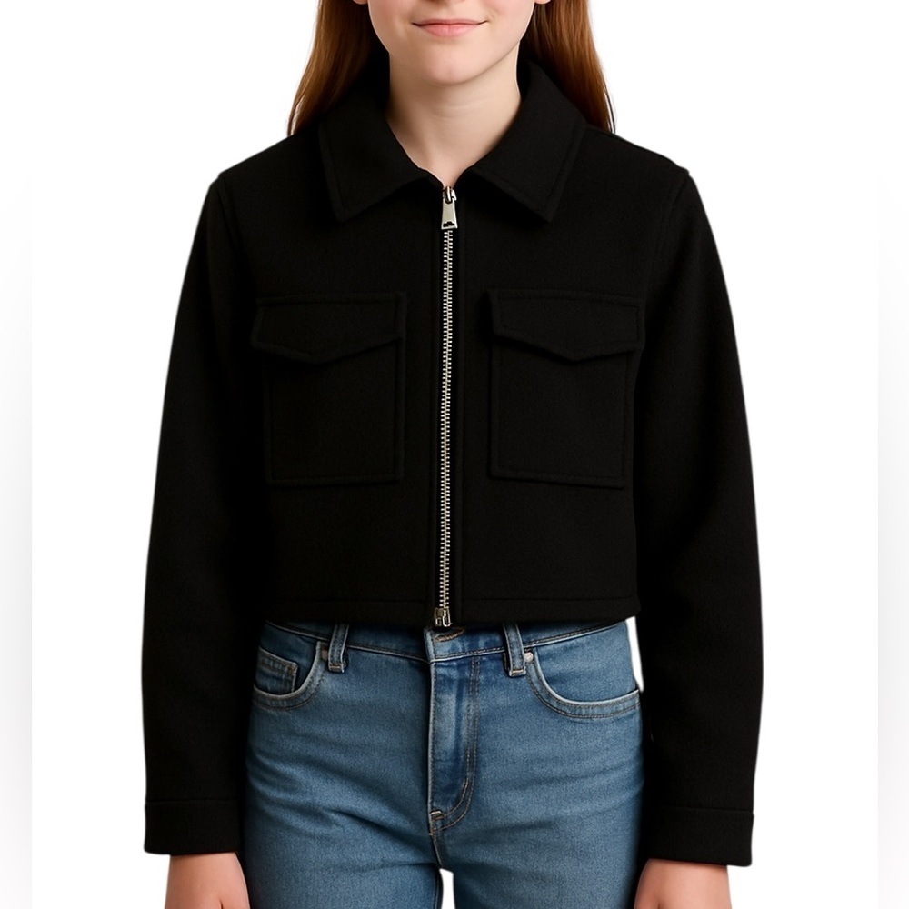 Planet Heart Black Zip-Up Cropped Jacket XS